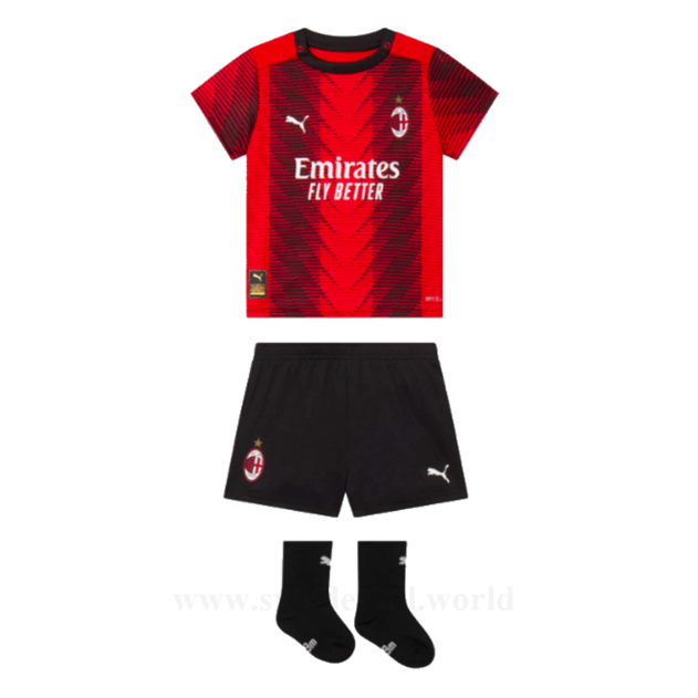 Tanie Koszulki Piłkarskie AC Milan 2023-2024 Dziecięca Główna Stroje Piłkarskie